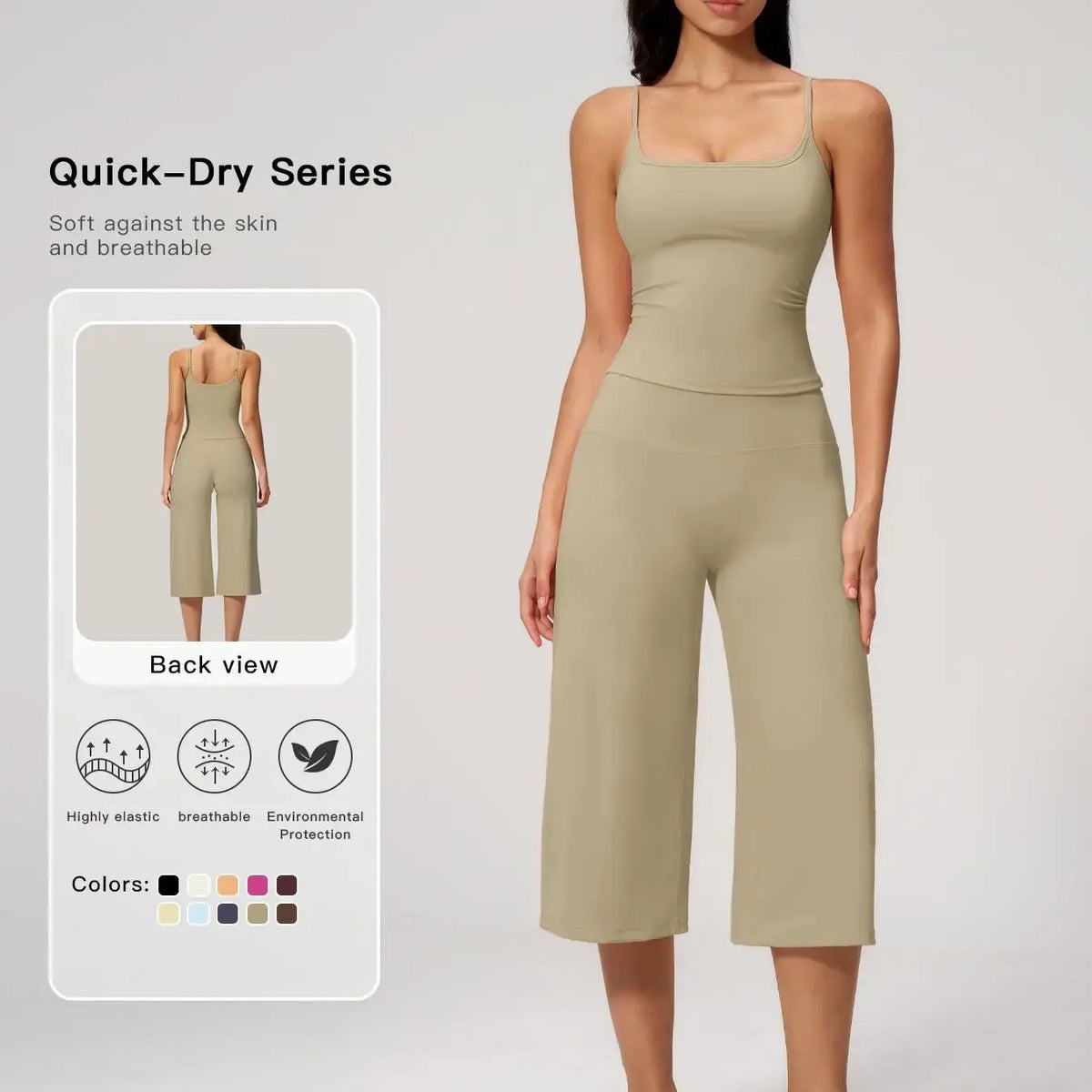 New Yoga Tank Top High Waist Quick-Dry Casual Culottes Capris Pants Running Outdoor Yoga Set for Women, Capris ,Comfortable and Stylish Activewear