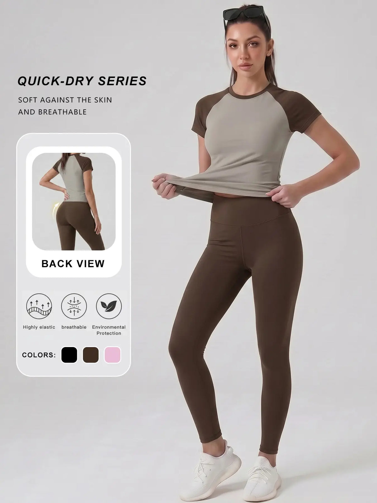 Women'S Sportswear Set, High Stretch Activewear, Yoga Sports Clothing, Slim-Fit round Neck Short Sleeves & High-Waisted Yoga Pants, Ideal for Gym Running Outdoor Activities
