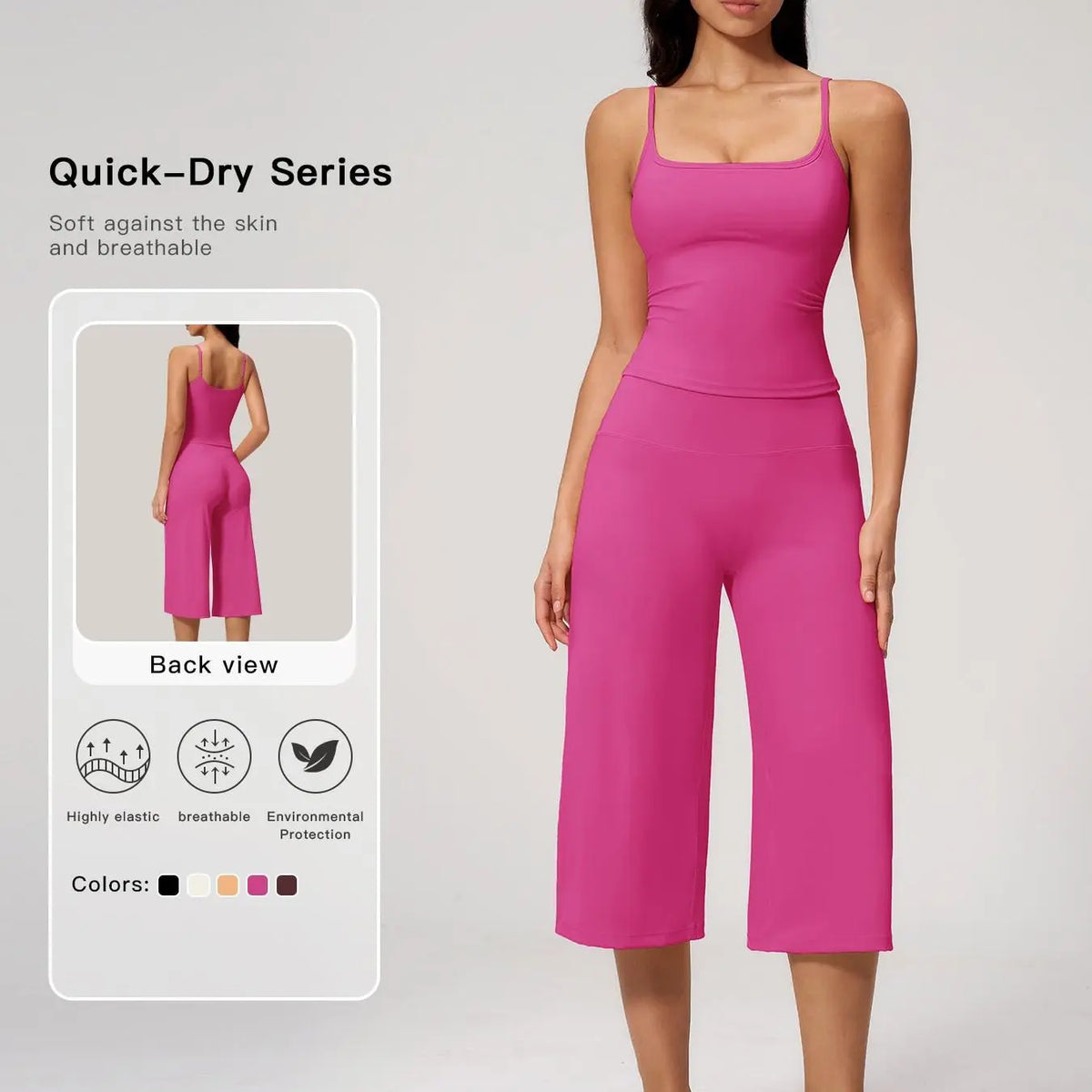 New Yoga Tank Top High Waist Quick-Dry Casual Culottes Capris Pants Running Outdoor Yoga Set for Women, Capris ,Comfortable and Stylish Activewear